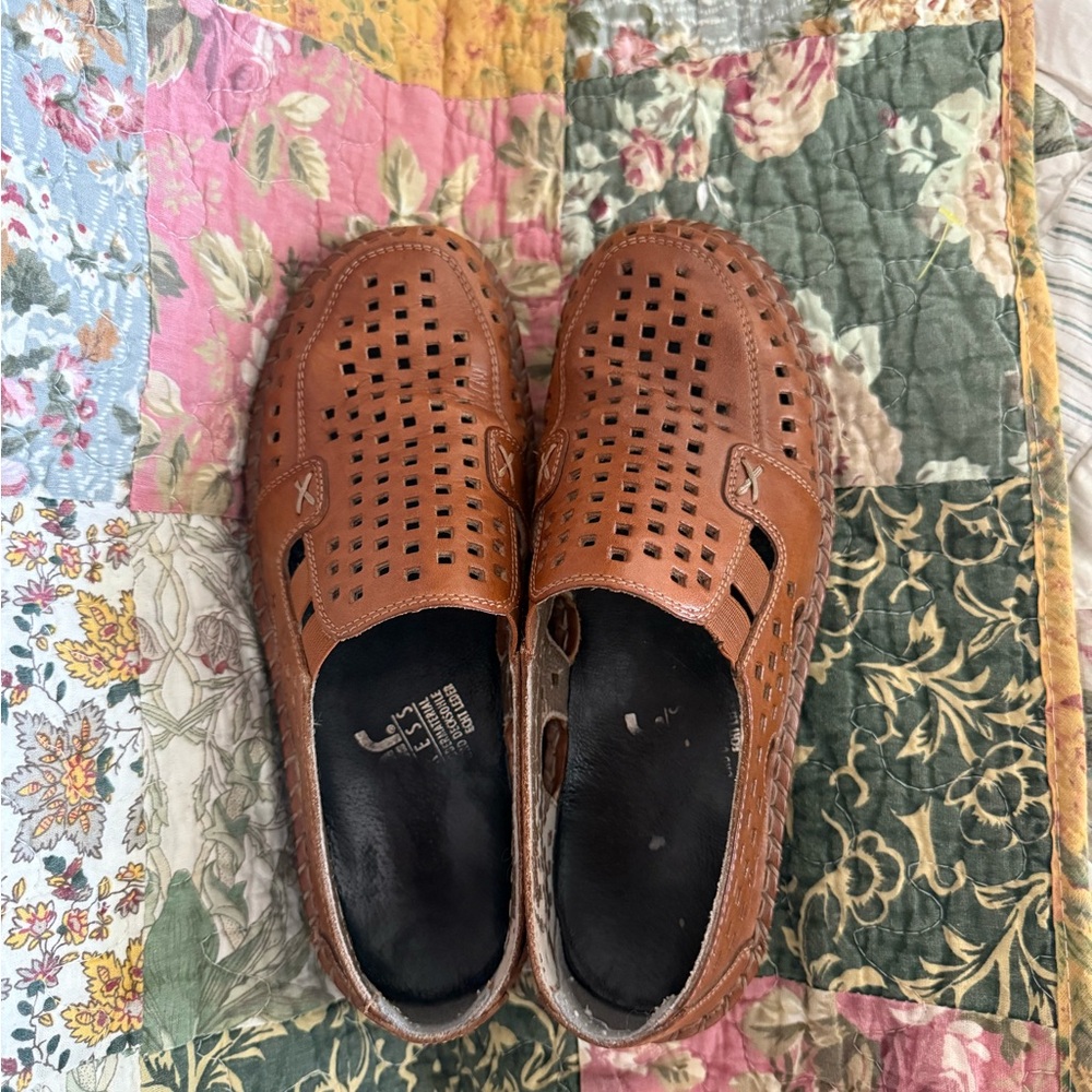 Rieker Brown Leather Sandals Comfortable Slip-On Design
